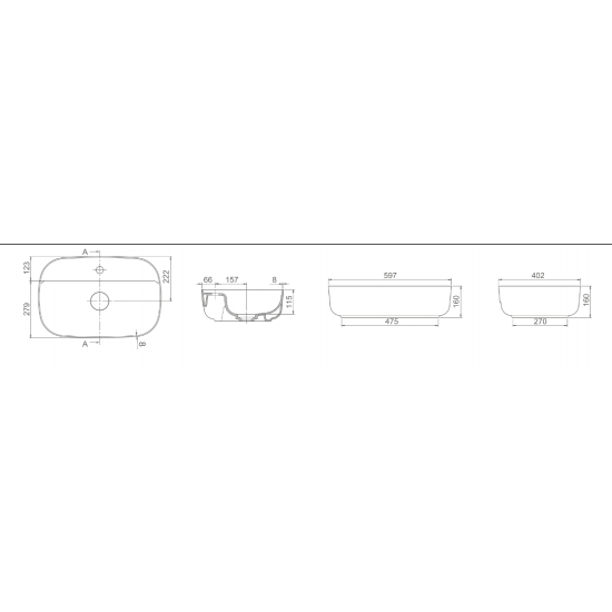 Επικαθήμενος Νιπτήρας Πορσελάνης 60x40cm Cerastyle Aqua 077100-u Λευκό Επικαθήμενος Νιπτήρας Πορσελάνης 60x40cm Cerastyle Aqua 077100-u Λευκό